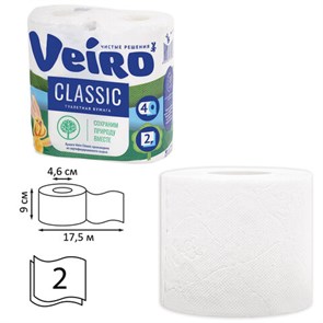 {{photo.Alt || photo.Description || 'Бумага туалетная бытовая, спайка 4 шт., 2-х слойная (4х17,5 м), VEIRO Classic (Вейро), белая, 5с24'}}