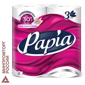 {{photo.Alt || photo.Description || 'Бумага туалетная бытовая, спайка 4 шт., 3-слойная (4 х 16,8 м), PAPIA, белая, 5080720'}}