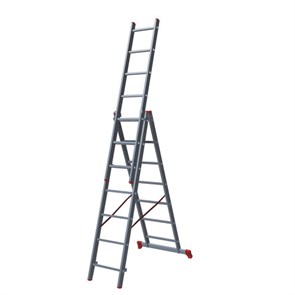 {{photo.Alt || photo.Description || 'Лестница-трансформер 3-х секционная 3х7 ступеней, высота 4,5 м (3 секции по 1,9 м), нагрузка 150 кг, алюминий, НОВАЯ ВЫСОТА, 1230307'}}