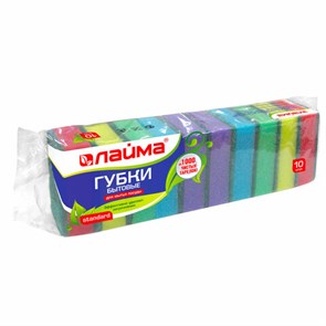 {{photo.Alt || photo.Description || 'Губки бытовые STANDART, 26х80х53 мм, КОМПЛЕКТ 10 шт., поролон/абразив для посуды/уборки, LAIMA, К002, 601551'}}