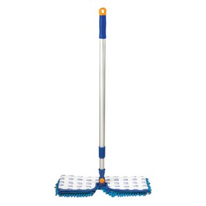 {{photo.Alt || photo.Description || 'Швабра двусторонняя 40 см, телескопический черенок 130 см (алюминий), резьба 1,6 см, микрофибра, LAIMA, 601465'}}