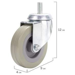{{photo.Alt || photo.Description || 'Колеса для уборочной тележки с штоком с резьбой, диаметр 75 мм, КОМПЛЕКТ 4 штуки, BRABIX, 605380'}}