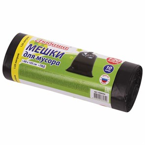 {{photo.Alt || photo.Description || 'Мешки для мусора 120 л, черные, в рулоне 10 шт., ПВД 25 мкм, 68х105 см, ЛЮБАША, 608094'}}