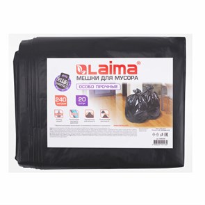 {{photo.Alt || photo.Description || 'Мешки для мусора 240 л черные, в пачке 20 шт., ОСОБО ПРОЧНЫЕ, ПВД 60 мкм, 90х140 см, LAIMA, 609339'}}