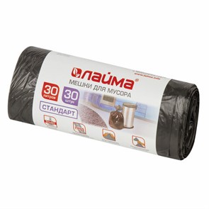 {{photo.Alt || photo.Description || 'Мешки для мусора 30 л черные в рулоне 30 шт., ПНД 8 мкм, 50х60 см, LAIMA стандарт, 601377'}}