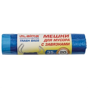 {{photo.Alt || photo.Description || 'Мешки для мусора с завязками LAIMA &quot;ULTRA&quot; 35 л, синие, рулон 20 шт., особо прочные, ПВД 20 мкм, 50х60 см, 607689'}}