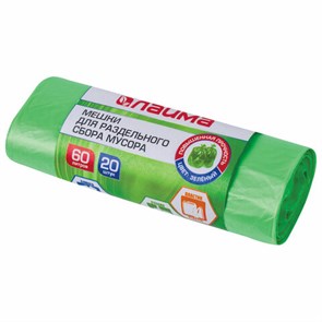 {{photo.Alt || photo.Description || 'Мешки для раздельного сбора мусора 60 л зеленые в рулоне 20 шт., ПНД 10 мкм, 58х68 см, LAIMA, 606704, 3835'}}