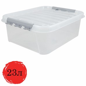 {{photo.Alt || photo.Description || 'Ящик-контейнер 23 л с КРЫШКОЙ НА ЗАЩЕЛКАХ &quot;ПРОФИ&quot;, 18х50х39 см, штабелируемый, ПРОЧНЫЙ, прозрачный, 437940000'}}