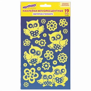 {{photo.Alt || photo.Description || 'Наклейки флуоресцентные &quot;Совы&quot;, светятся в темноте, 19 штук, ассорти, 14х21 см, ЮНЛАНДИЯ, 662692'}}