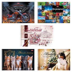 {{photo.Alt || photo.Description || 'Альбом для рисования, А4, 32 листа, спираль, обложка картон, HATBER, 205х300 мм, &quot;Ассорти&quot; (5 видов), 051940, 32А4Всп'}}