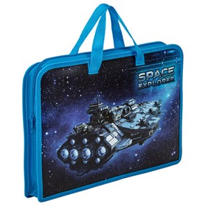 {{photo.Alt || photo.Description || 'Папка на молнии с ручками ЮНЛАНДИЯ А4, 1 отделение, пластик, ширина 45 мм, &quot;Space explorer&quot;, 270949'}}