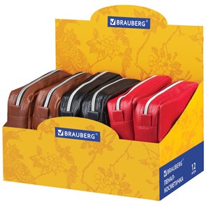 {{photo.Alt || photo.Description || 'Пенал-косметичка BRAUBERG под фактурную кожу, ассорти, коричневый, красный, черный, &quot;Идеал&quot;, 19х9х4 см, дисплей, 224035'}}