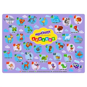 {{photo.Alt || photo.Description || 'Клеёнка настольная для занятий творчеством ЮНЛАНДИЯ, АЛФАВИТ, 50х70 см, ПВХ, 662457'}}