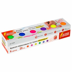 {{photo.Alt || photo.Description || 'Краски акриловые по ткани НЕОН ОСТРОВ СОКРОВИЩ 6 цветов по 25 мл, 191697'}}