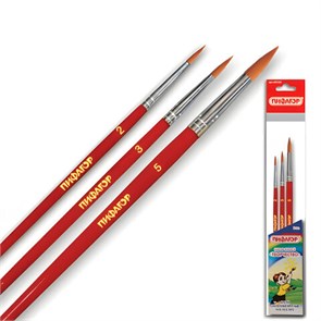 {{photo.Alt || photo.Description || 'Кисти ПИФАГОР, набор 3 шт. (СИНТЕТИКА: круглые № 2, 3, 5), пакет с европодвесом, 200226'}}