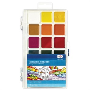 {{photo.Alt || photo.Description || 'Краски акварельные ГАММА &quot;Классическая&quot;, 18 цветов, медовая, пластиковый корпус, европодвес, 1009196'}}