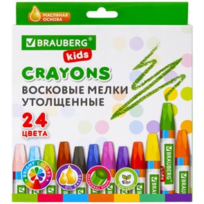 {{photo.Alt || photo.Description || 'Восковые мелки утолщенные BRAUBERG KIDS, НАБОР 24 цвета, на масляной основе, яркие цвета, 271694'}}