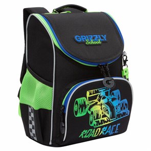 {{photo.Alt || photo.Description || 'Ранец GRIZZLY анатомическая спинка, с мешком для обуви, для мальчиков, ROAD RACE, 33х25х13 см, RAm-485-2/1'}}