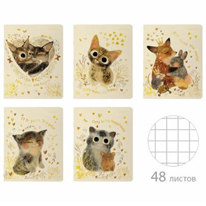 {{photo.Alt || photo.Description || 'Тетрадь А5 48 л. BRUNO VISCONTI скоба, клетка, Soft Touch, фольга, &quot;Любовь&quot; (5 видов), 7-48-1271'}}