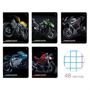 {{photo.Alt || photo.Description || 'Тетрадь А5 48 л. АЛЬТ скоба, клетка, глянцевый лак, &quot;Спортивные мотоциклы&quot; (5 видов), 7-48-844'}}