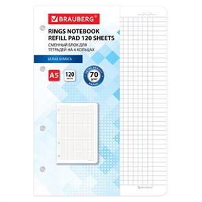 {{photo.Alt || photo.Description || 'Сменный блок для тетради на кольцах А5 120 л., BRAUBERG, ПОВЫШЕННОЙ ПЛОТНОСТИ, белый, 403638'}}