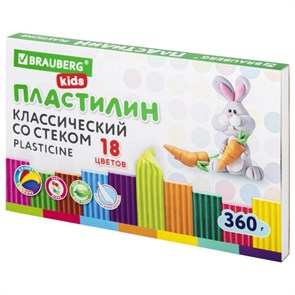 {{photo.Alt || photo.Description || 'Пластилин классический BRAUBERG KIDS, 18 цветов, 360 г, со стеком, 106510'}}