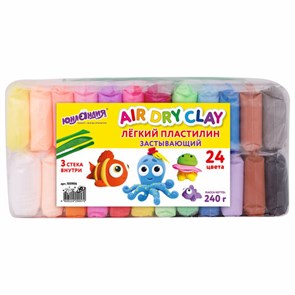 {{photo.Alt || photo.Description || 'Пластилин супер легкий воздушный застывающий 24 цвета, 240 г, 3 стека, ЮНЛАНДИЯ, 105906'}}