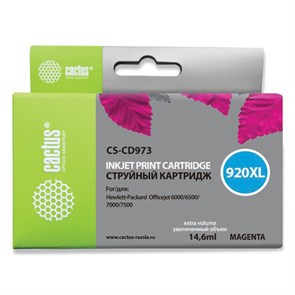 Картридж струйный CACTUS (CS-CD973) для HP Officejet 6000/6500/7000, пурпурный 361844
