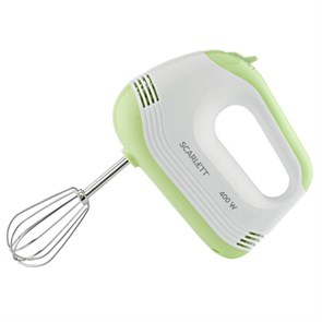 {{photo.Alt || photo.Description || 'Миксер SCARLETT SC-HM40S15, 400 Вт, 5 скоростей, 2 венчика, 2 крюка для теста, белый/зеленый'}}