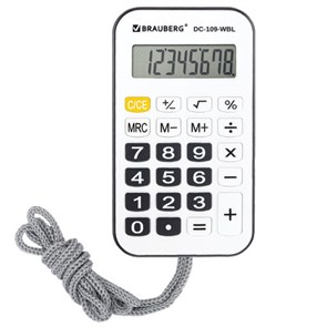 {{photo.Alt || photo.Description || 'Калькулятор карманный со шнурком BRAUBERG DC-109-WBL (61x110 мм), 8 разрядов, БЕЛЫЙ/ЧЕРНЫЙ, 272643'}}