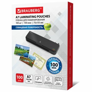 {{photo.Alt || photo.Description || 'Пленки-заготовки для ламинирования МАЛОГО ФОРМАТА (75х105 мм), КОМПЛЕКТ 100 шт., 100 мкм, BRAUBERG, 530807'}}