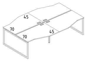 Рабочая станция столы (4х120) Техно на металлокаркасе QUATTRO 204506