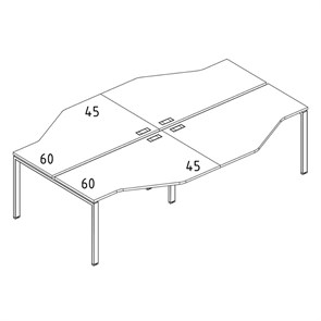 Рабочая станция каркас UNO столы (4х120) Техно 204171