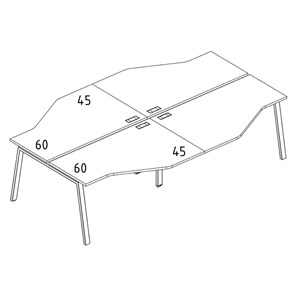 Рабочая станция на металлокаркасе TRE столы (4х140) Техно 204405