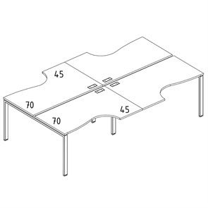 Рабочая станция столы (4х140) на каркасе UNO Классика 204169