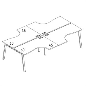 Рабочая станция из столов (4х160) Классика каркас TRE 204399
