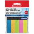 Закладки клейкие в книжке BRAUBERG, 200 штук: 50х15 мм 5 цветов х 25 листов, 75х50 мм 3 цвета х 25 листов, 115581 115581