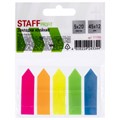 Закладки клейкие неоновые STAFF "СТРЕЛКИ", 45х12 мм, 100 штук (5 цветов х 20 листов), на пластиковом основании, 111355 111355
