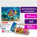 Фотобумага глянцевая, А4, 200 г/м2, односторонняя, 50 листов, BRAUBERG ORIGINAL, 363988 363988