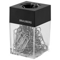 Скрепочница магнитная BRAUBERG со 100 никелированными скрепками 28 мм, прозрачный корпус, 228400 228400