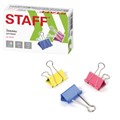 Зажимы для бумаг STAFF "Profit", КОМПЛЕКТ 12 шт., 41 мм, на 200 листов, цветные, картонная коробка, 225159 225159