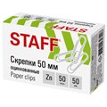 Скрепки большие 50 мм, STAFF, оцинкованные, 50 шт., в картонной коробке, 270452 270452
