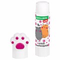 Клей-карандаш "Лапки" Cat Paw, 9 г, фигурный колпачок, 3 шт. на блистере, BRAUBERG KIDS, 271982 271982