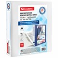 Папка ПАНОРАМА на 2 кольцах, ПРОЧНАЯ, картон/ПВХ, BRAUBERG "Office", БЕЛАЯ, 65 мм, до 400 листов, 271847 271847
