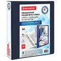 Папка ПАНОРАМА на 4 кольцах, ПРОЧНАЯ, картон/ПВХ, BRAUBERG "Office", СИНЯЯ, 65 мм, до 400 листов, 271851 271851