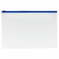 Папка-конверт на молнии А4 (230х333 мм), прозрачная, молния синяя, 0,11 мм, BRAUBERG, 221010 221010
