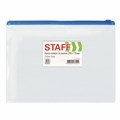 Папка-конверт на молнии МАЛОГО ФОРМАТА (240х175 мм), А5, карман для визиток, прозрачная, 0,12 мм, STAFF, 229548 229548