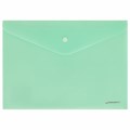 Папка-конверт с кнопкой BRAUBERG "Pastel", А4, матовая непрозрачная, мятная, ПРОЧНАЯ 0,2 мм, 272883 272883