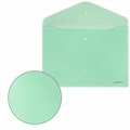 Папка-конверт с кнопкой BRAUBERG "Pastel", А4, матовая непрозрачная, мятная, ПРОЧНАЯ 0,2 мм, 272883 272883