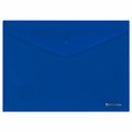 Папка-конверт с кнопкой BRAUBERG "SUPER", А4, матовая непрозрачная синяя, ПРОЧНАЯ 0,2 мм, 272875 272875